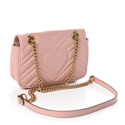 Gucci Calfskin Matelasse Mini GG Marmont Shoulder Bag Perfect Pink 3 of 14