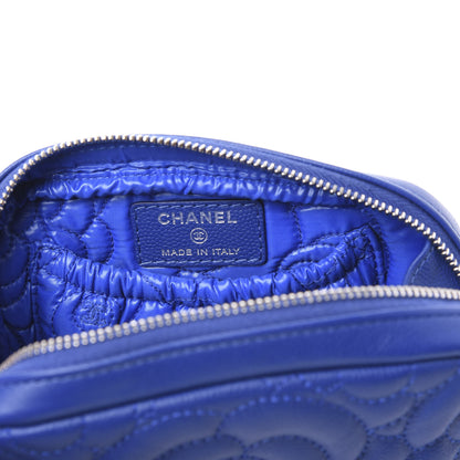 Chanel Caviar Camellia Embossed Small Cosmetic Case Blue 7 of 10