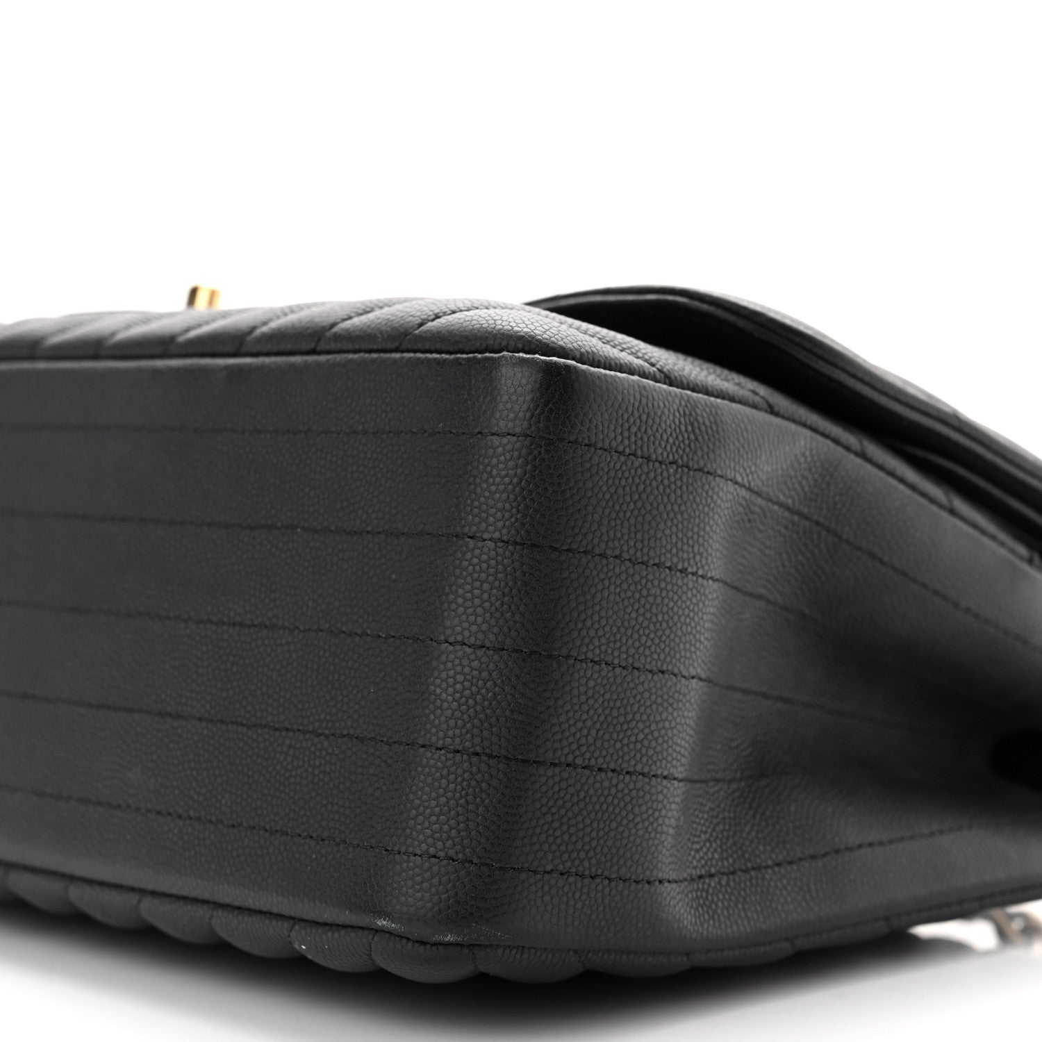 Chanel Caviar Chevron Quilted Jumbo Double Flap Black 10 of 11