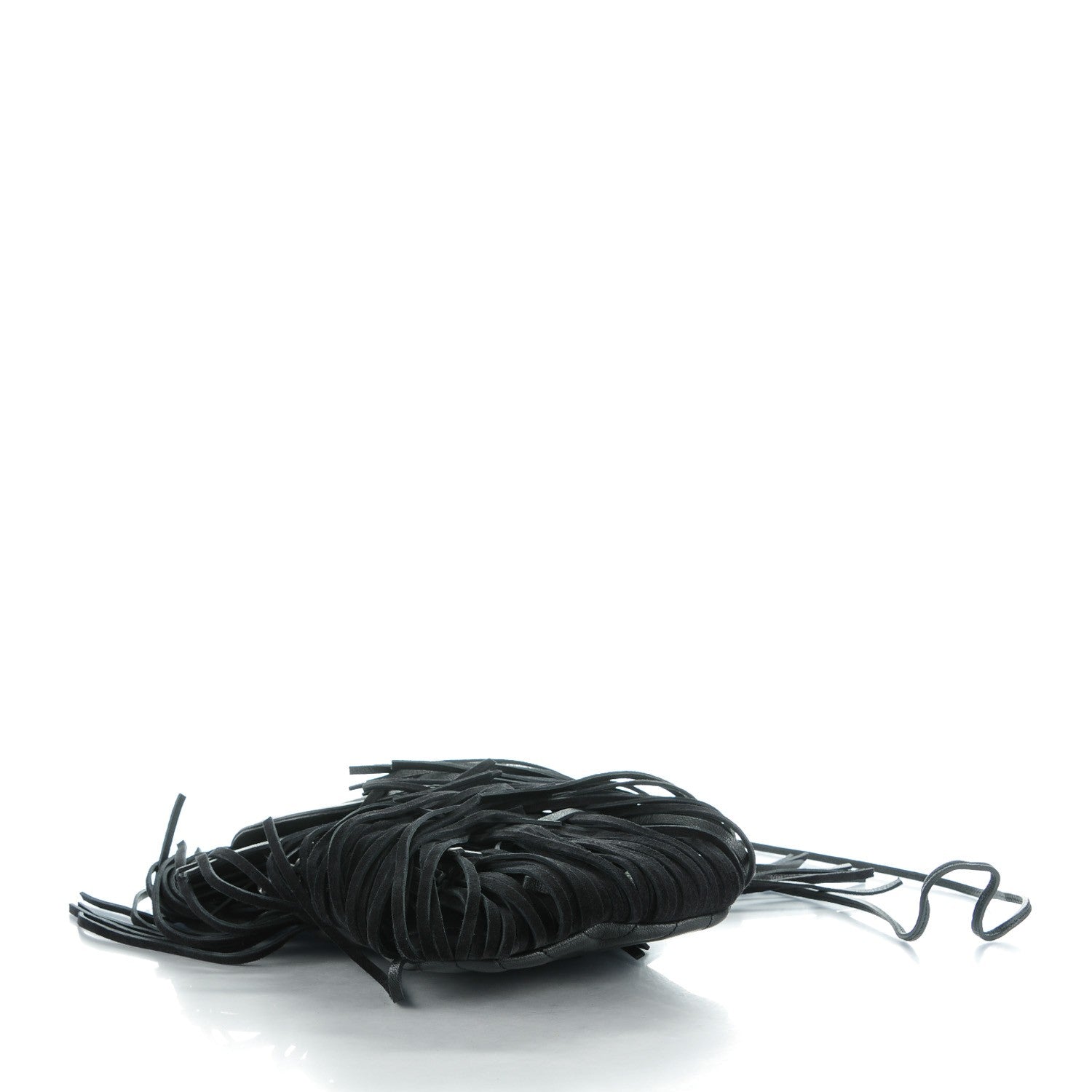 Saint Laurent Sheepskin Matelasse Chevron Fringe Small Monogram Anita Crossbody Bag Black 4 of 6