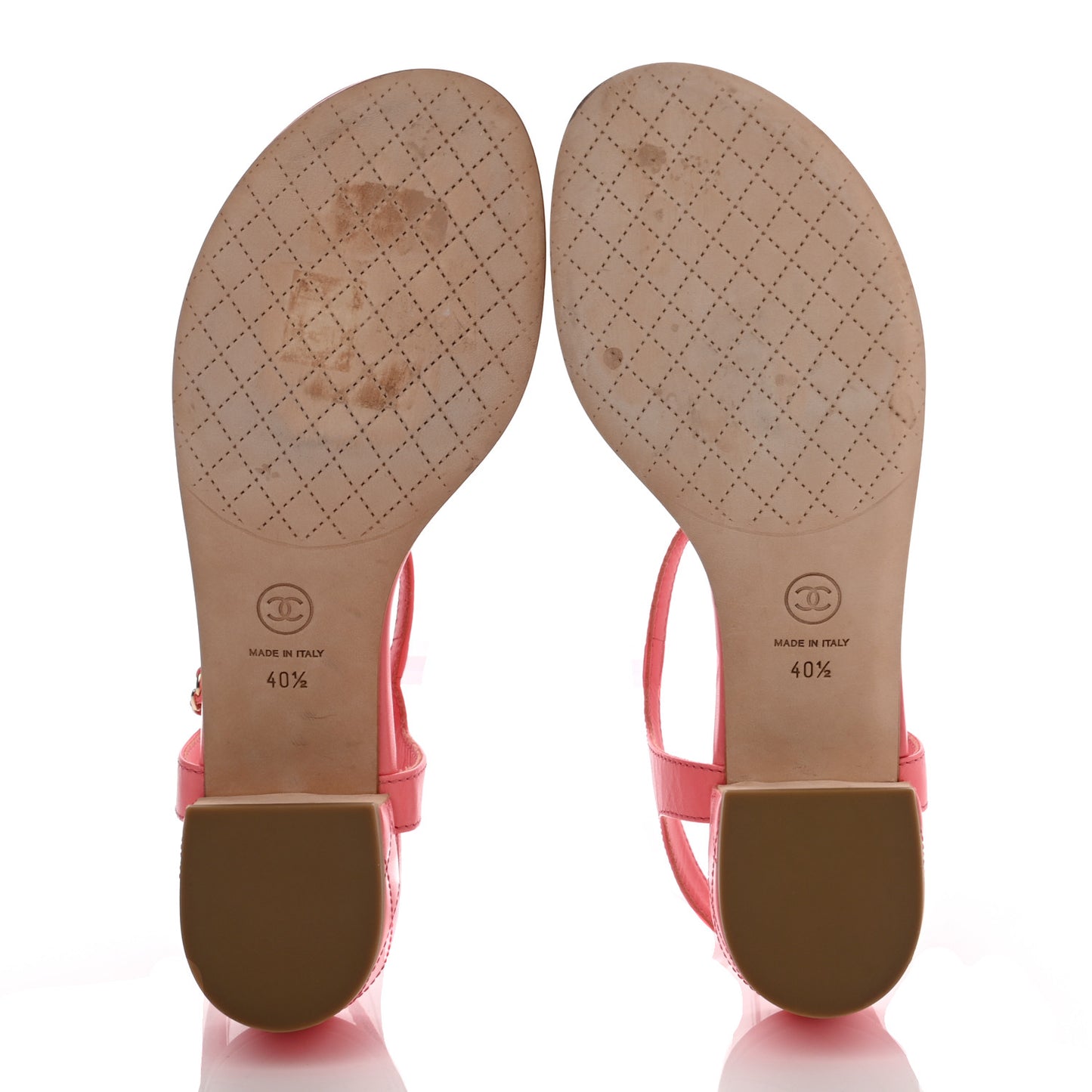 Goatskin Chain CC Logo Thong Sandals 40.5 Pink