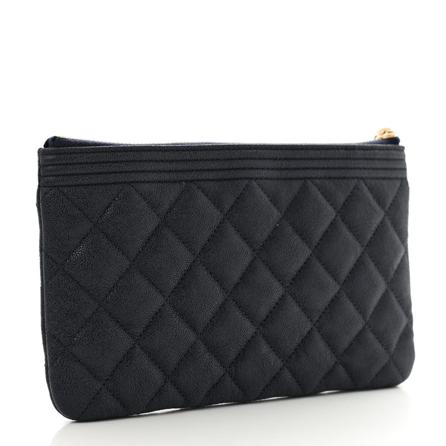 Chanel Caviar Quilted Small Zipped Boy Pouch Navy Blue 3 of 7
