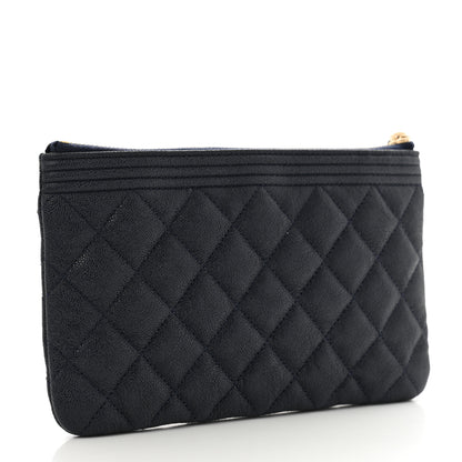 Chanel Caviar Quilted Small Zipped Boy Pouch Navy Blue 3 of 7