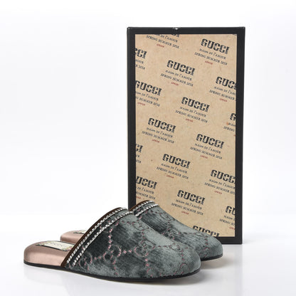 Gucci Velvet GG Monogram Crystal Womens Slippers 36.5 Avio Dusty Pink Vintage Cocoa 8 of 8