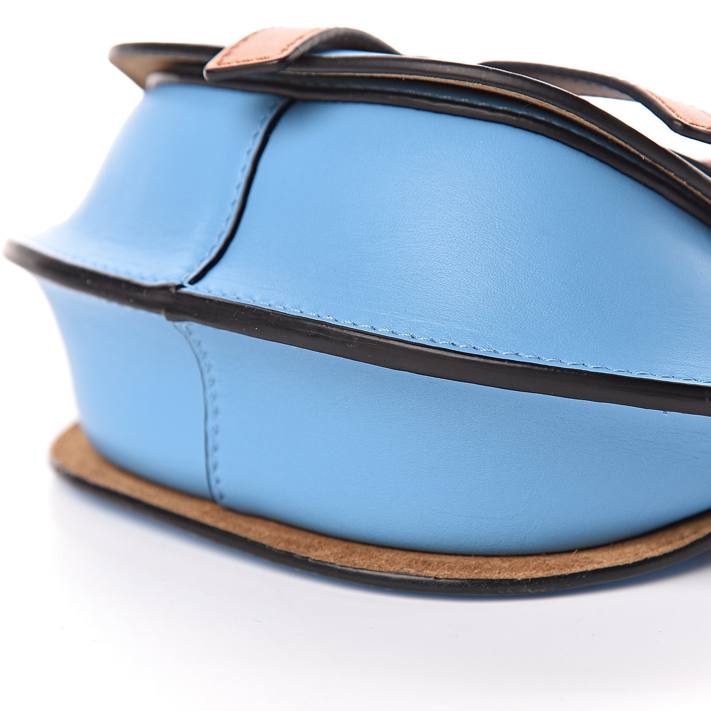 Grained Calfskin Mini Gate Crossbody Bag Tan Sky Blue