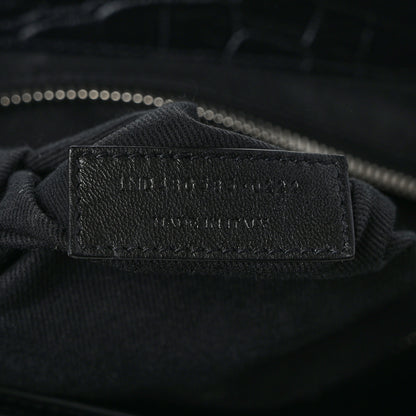 Saint Laurent Calfskin Crocodile Embossed Sac De Jour Backpack Black 7 of 13