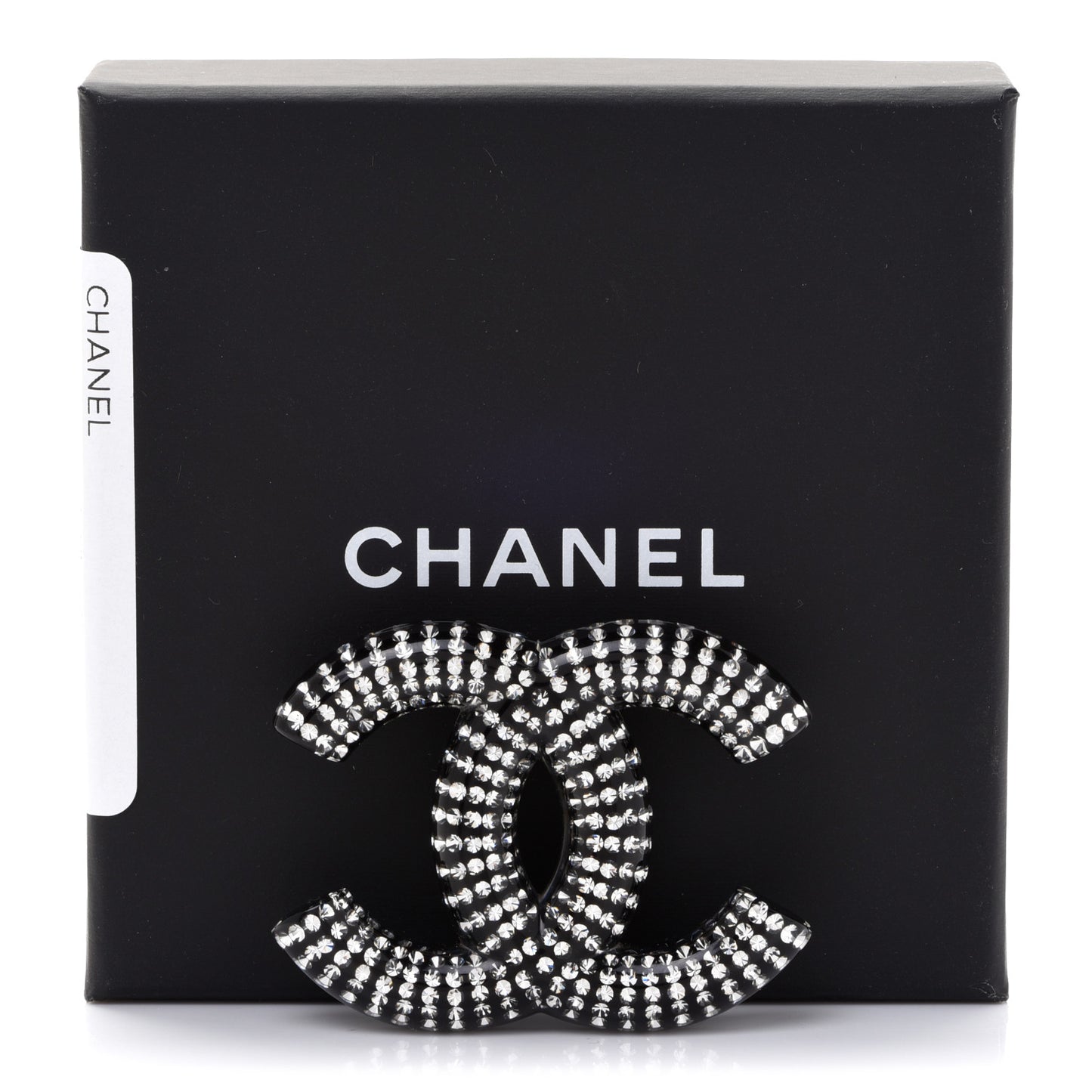 Resin Crystal CC Brooch Silver Black