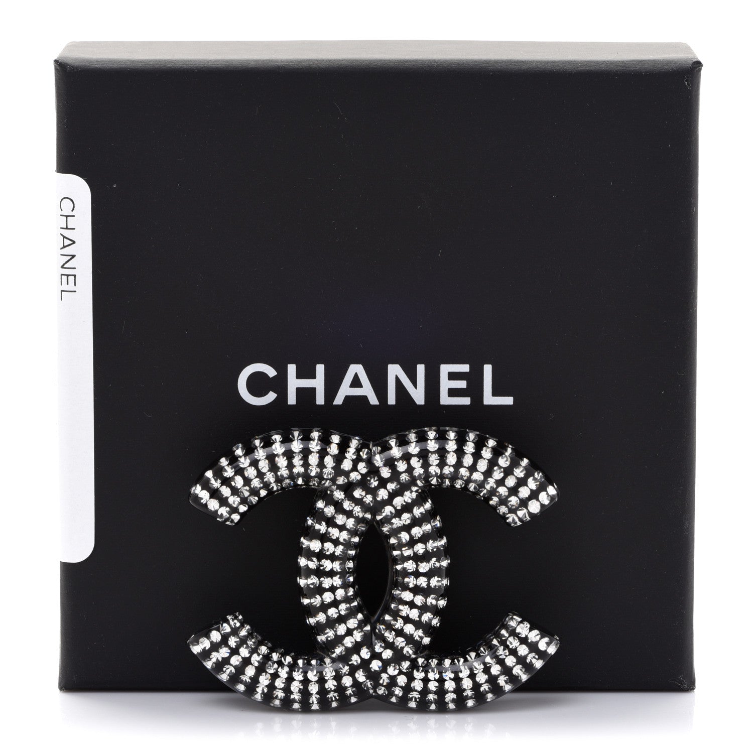 Chanel Resin Crystal CC Brooch Silver Black 5 of 5