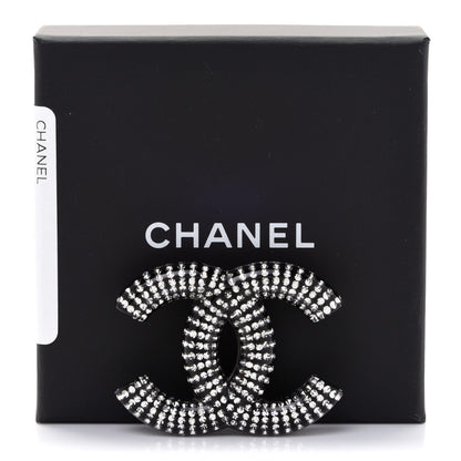 Chanel Resin Crystal CC Brooch Silver Black 5 of 5