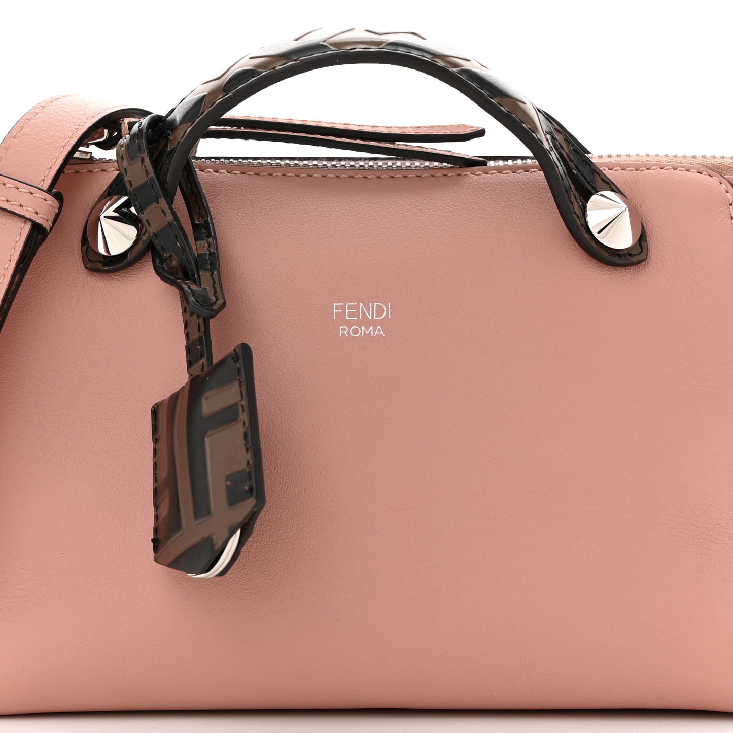 Vitello Dolce Bi-Color FF 1974 Embossed Mini By The Way Boston Bag Pink Black Maya