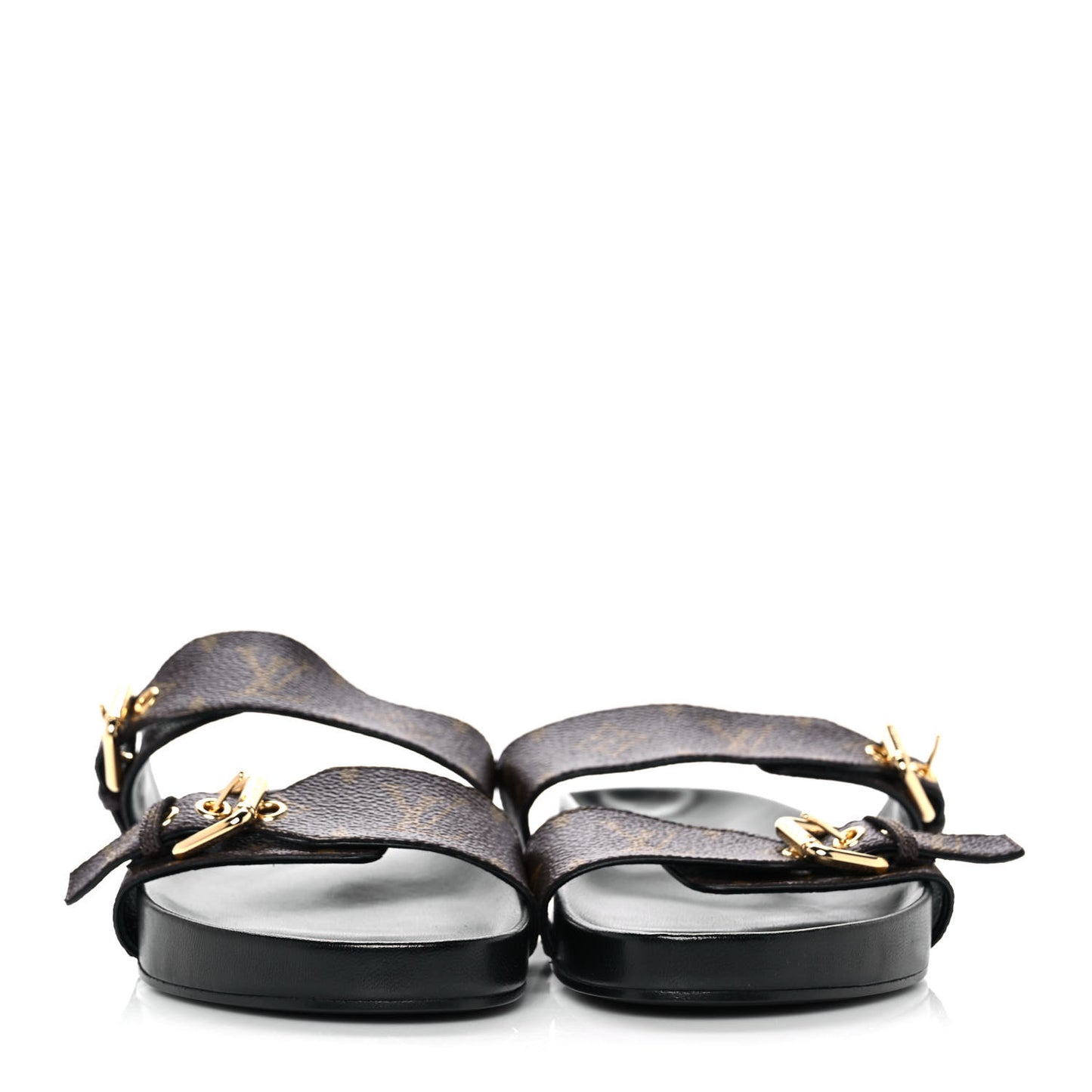 Patent Monogram Bom Dia Flat Mule Sandals 41 Black