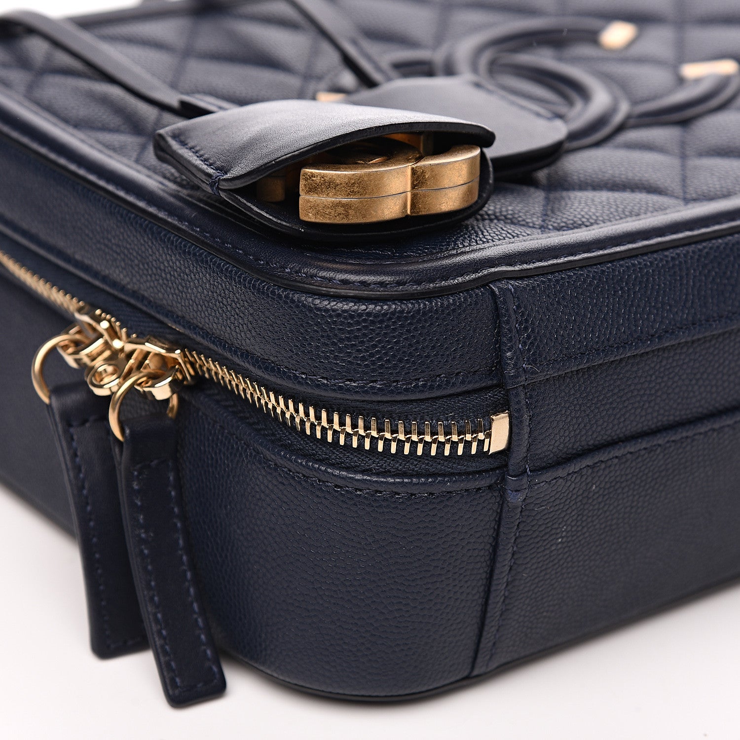 Chanel Caviar Quilted Medium CC Filigree Vanity Case Navy 8 of 9