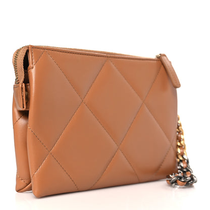 Chanel Shiny Goatskin Quilted Small Chanel 19 Pouch With Handle Brown 3 of 9