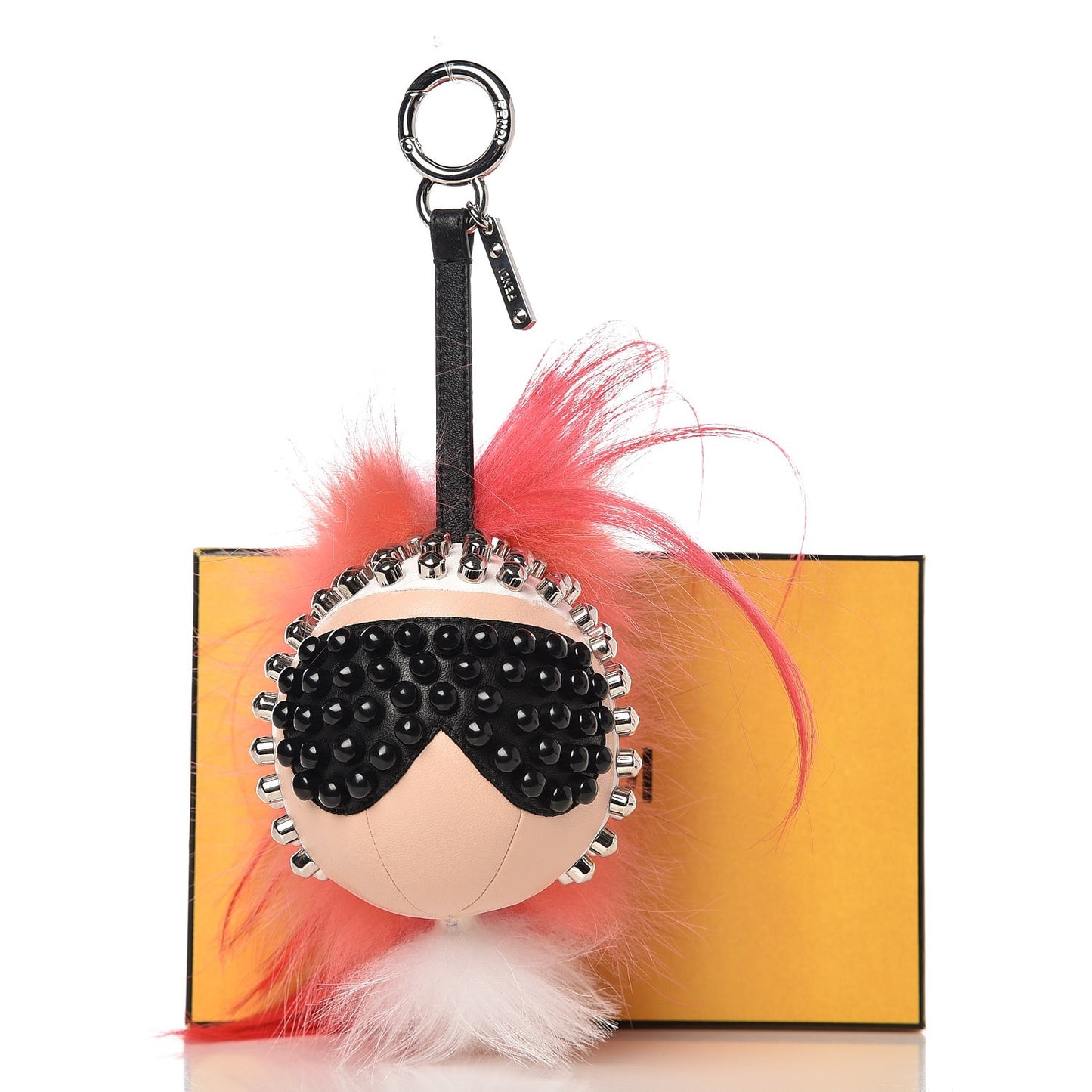 Lambskin Goat Fur Studded Punkarlito Bag Charm Azalea