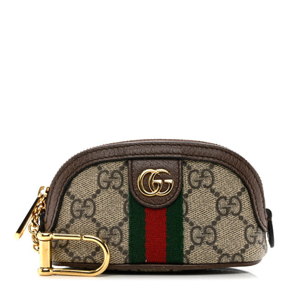 Gucci GG Supreme Monogram Web Ophidia Dome Key Pouch Beige New Acero 1 of 6
