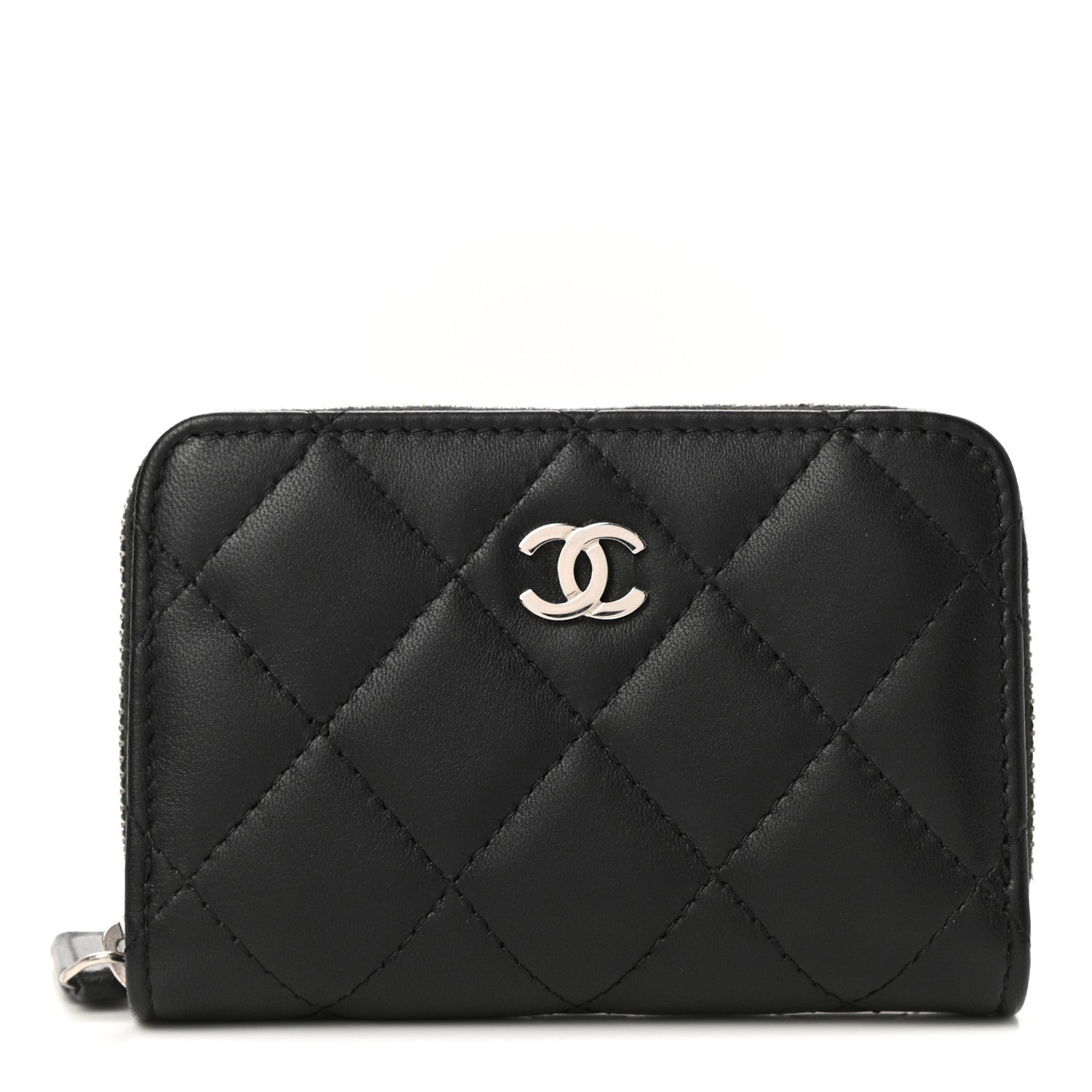 Chanel Lambskin Quilted Zip Coin Purse Black 1 of 8