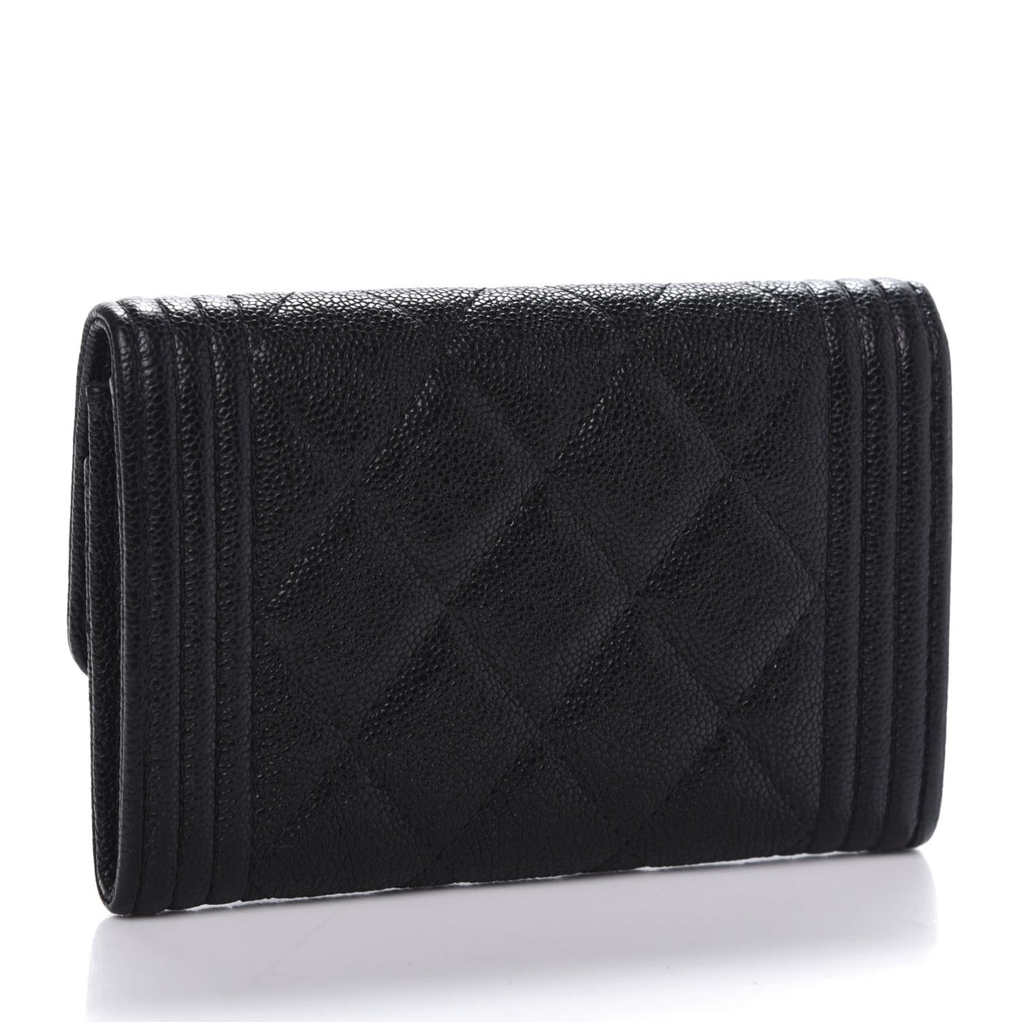 Caviar Quilted Boy Flap Card Holder Black