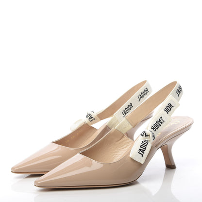 Christian Dior Patent Ribbon J'Adior Slingback 65mm Pumps 37.5 Nude 3 of 10