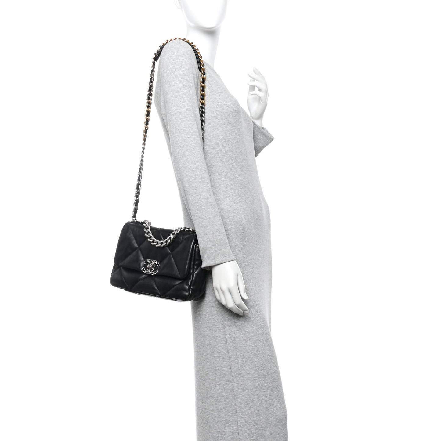 Lambskin Quilted Medium Chanel 19 Flap Black