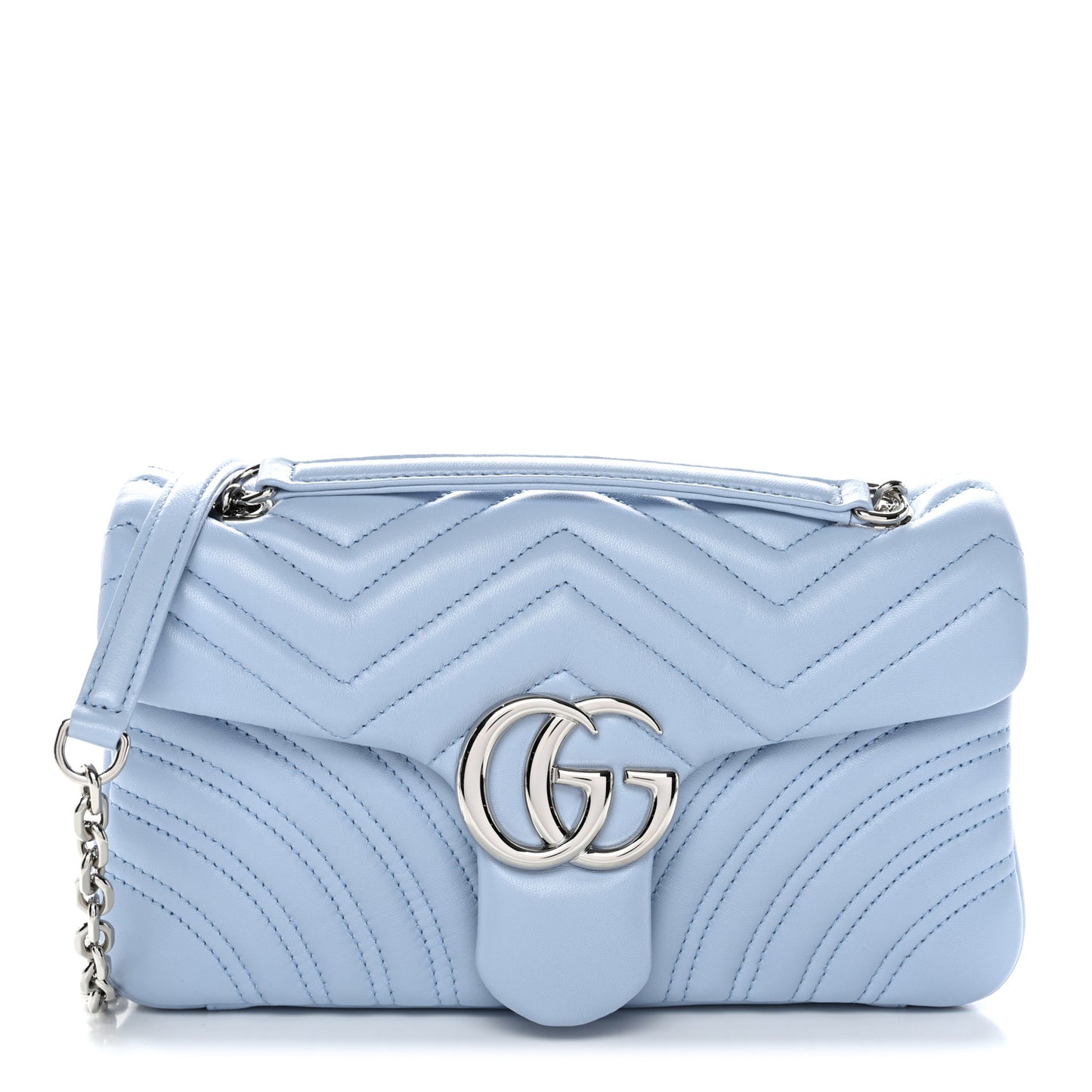 Lambskin Matelasse Medium GG Marmont Shoulder Bag Light Blue