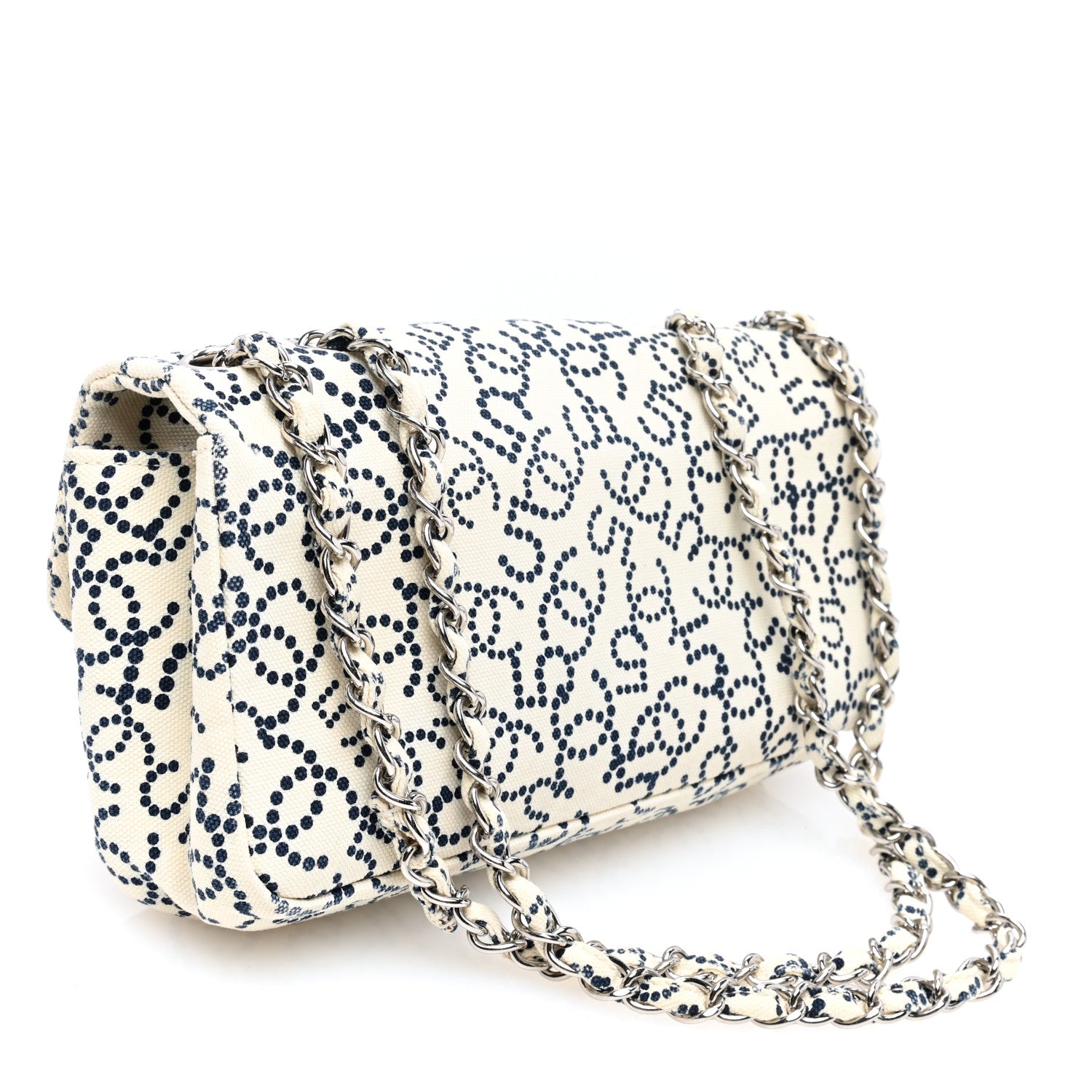 Chanel Canvas Small Logo CC Flap Beige Navy 3 of 10