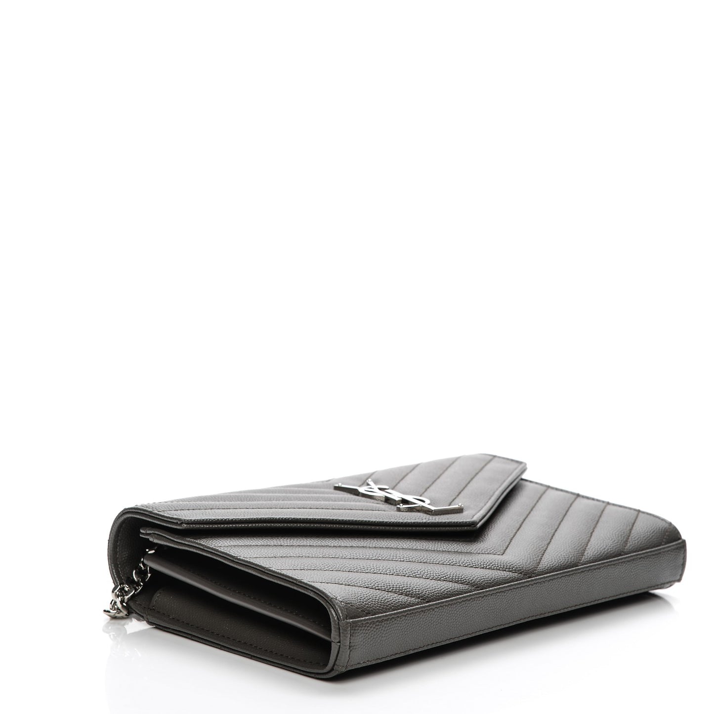 Grain De Poudre Matelasse Chevron Monogram Chain Wallet Earth