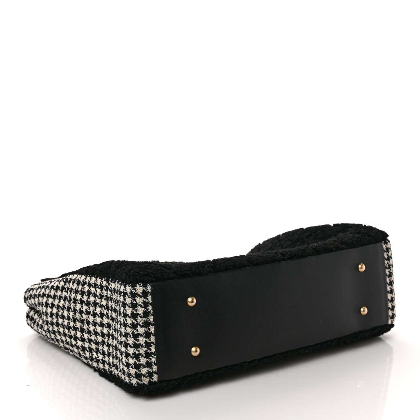 Shearling Tweed Shopper Tote Black