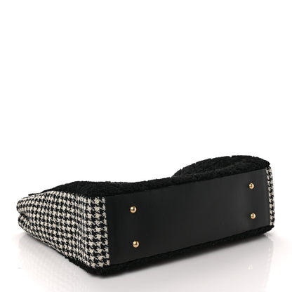 Chanel Shearling Tweed Shopper Tote Black 4 of 9