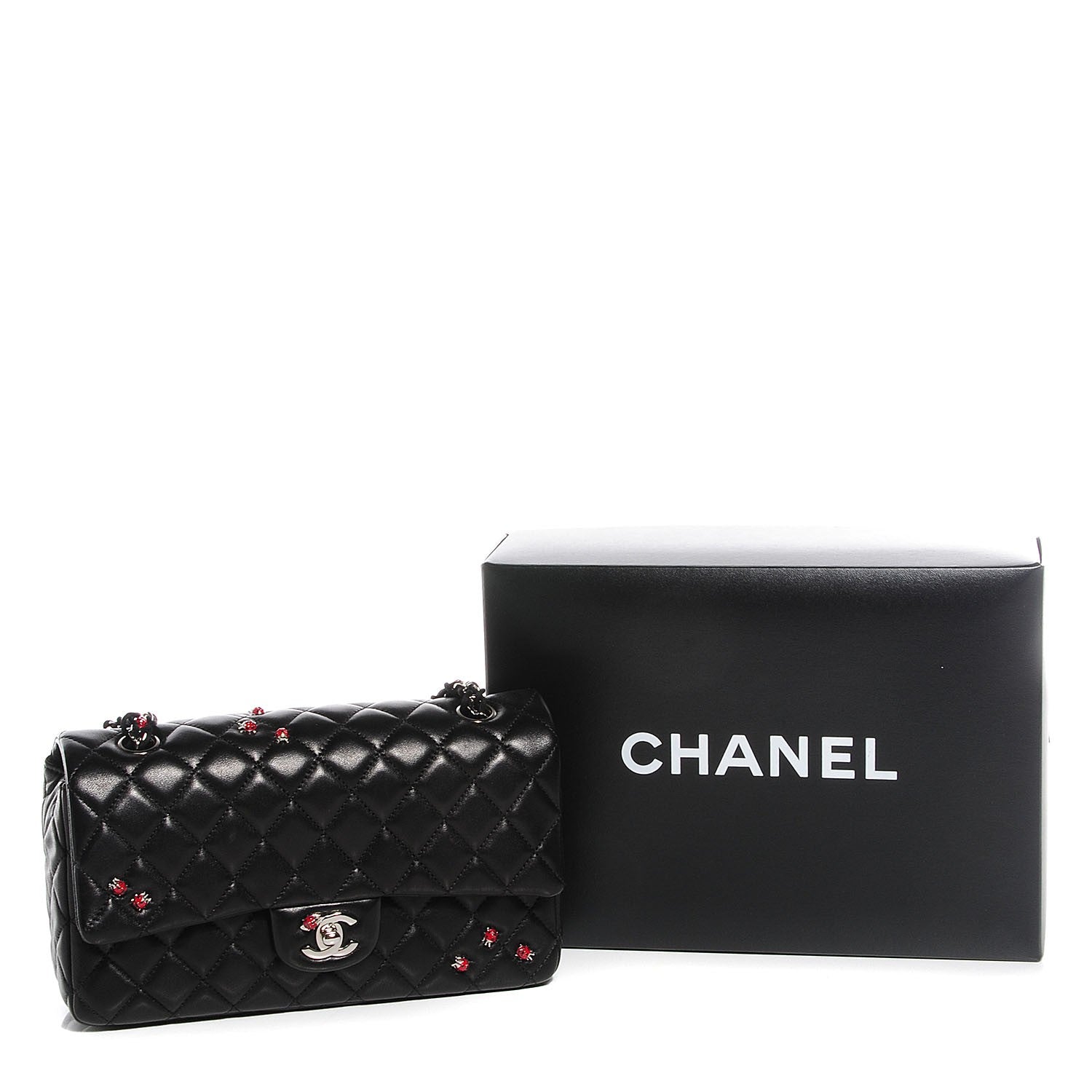 Chanel Lambskin Quilted Medium Ladybug Flap Black 9 of 9