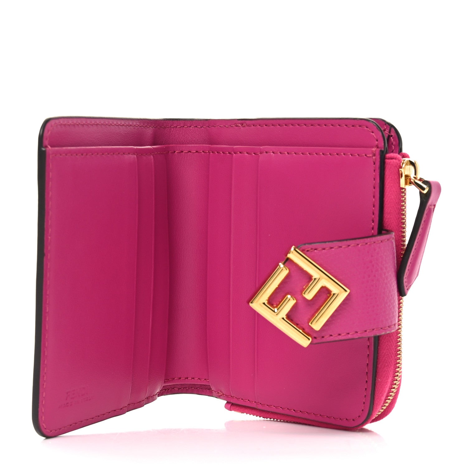 Fendi Vitello King Cruise FF Diamonds Compact Wallet Geranio Ciclamino Pilar 5 of 8