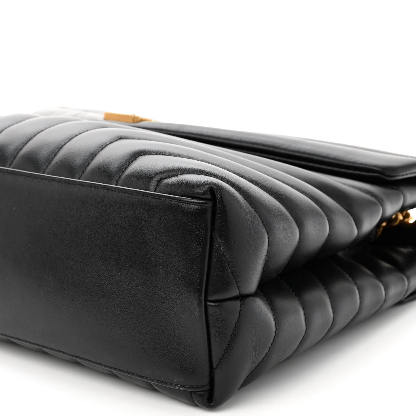 Calfskin Y Quilted Monogram Medium Loulou Chain Satchel Black