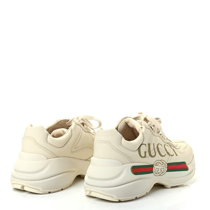 Gucci Calfskin Logo Womens Rhyton Sneakers 39.5 Ivory 4 of 9