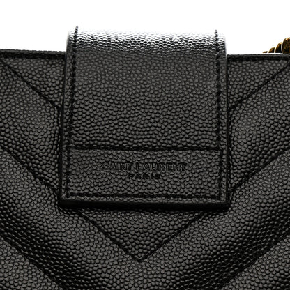 Saint Laurent Grain De Poudre Matelasse Chevron Monogram Shopping Bag Black 10 of 13