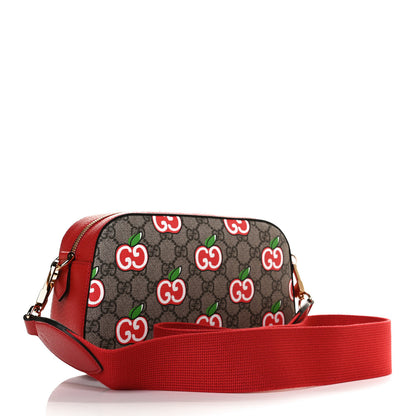 Gucci GG Supreme Monogram Apple Small Retro Interlocking G Shoulder Bag Beige Multicolor Lobster Red 3 of 12