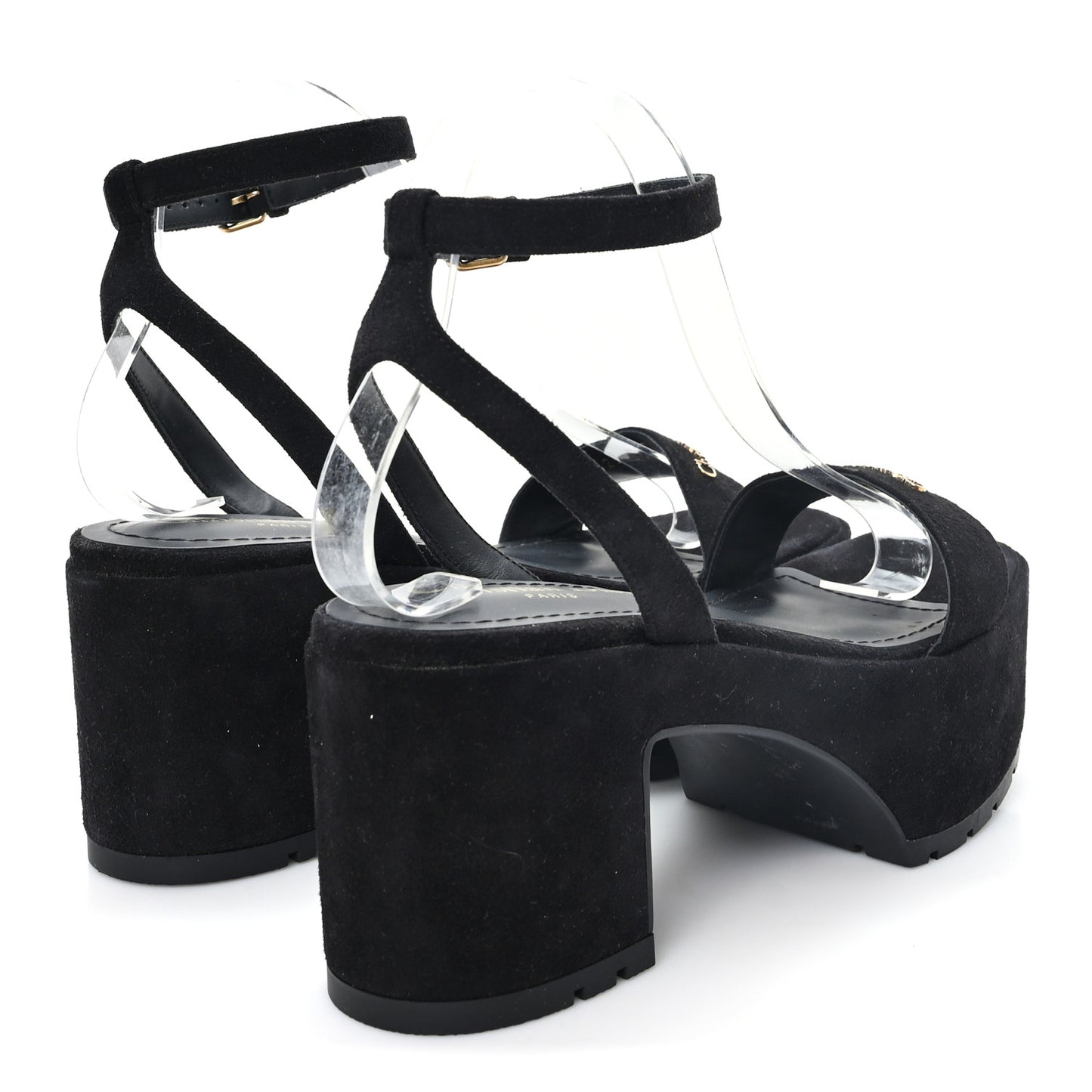 Calfskin Suede Dway Platform Sandals 37 Black