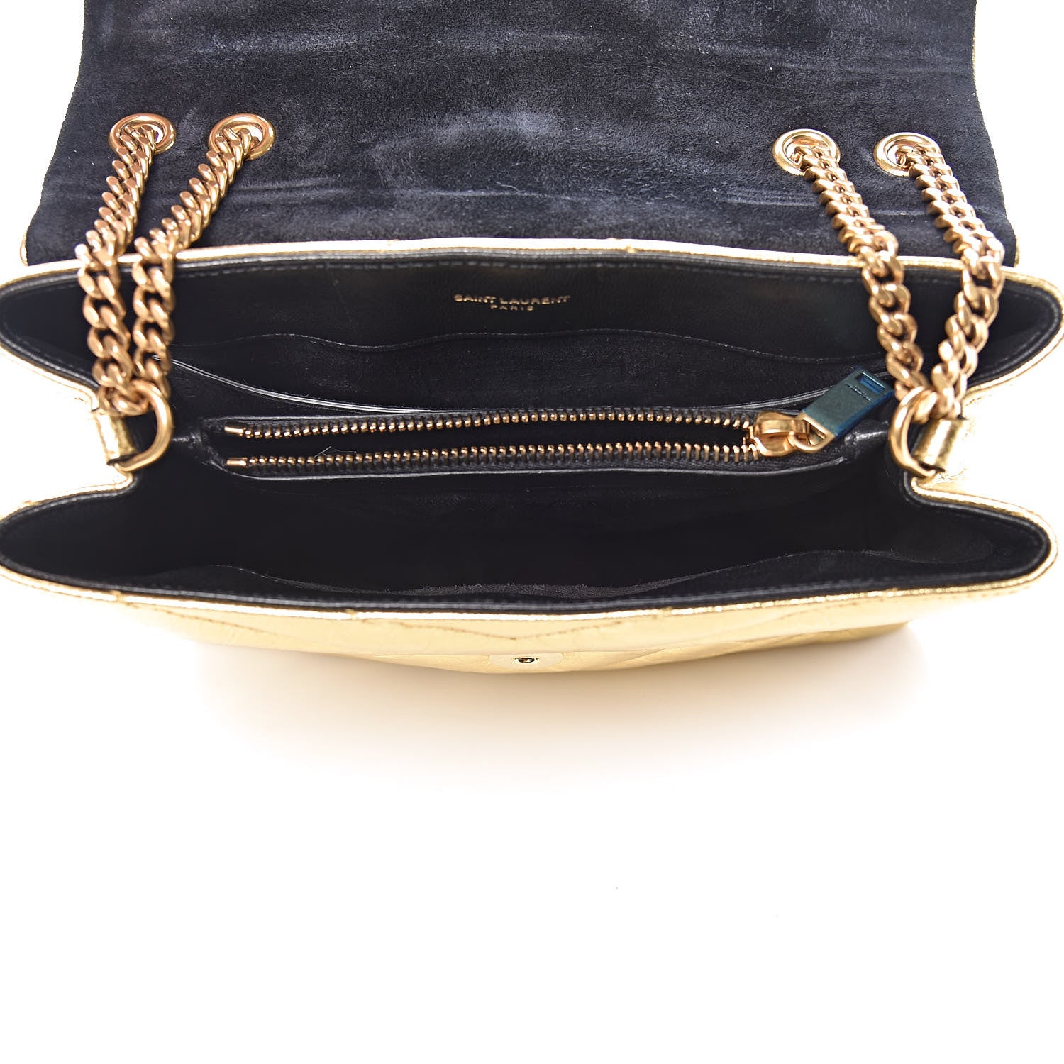 Saint Laurent Metallic Calfskin Y Quilted Small Loulou Monogram Chain Satchel Gold 5 of 16