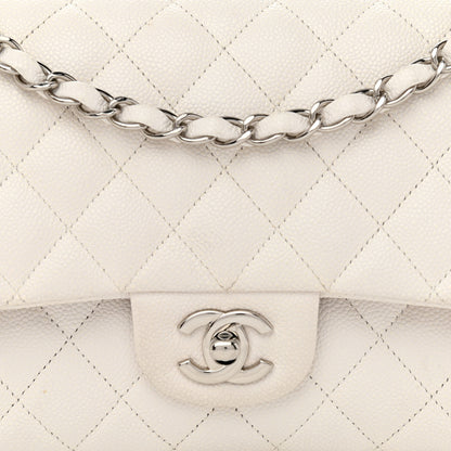 Chanel Caviar Quilted Medium Double Flap White 8 of 11