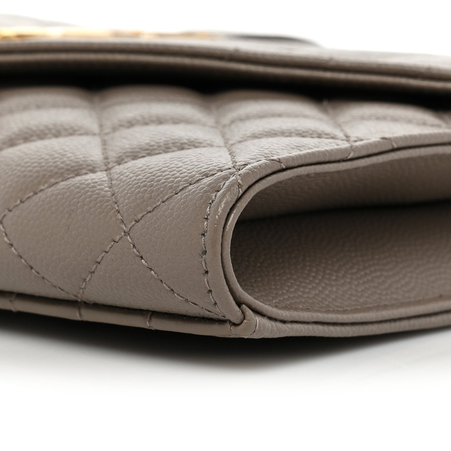 Grain De Poudre Textured Mixed Matelasse Triquilt Monogram Clutch Dusty Grey