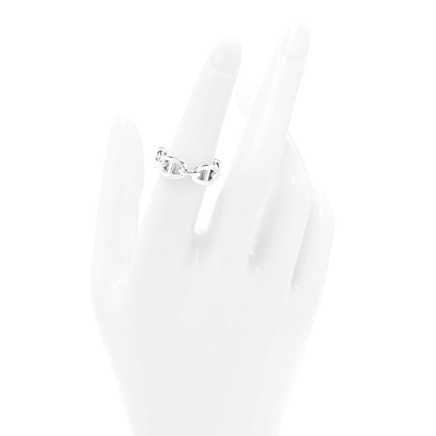 Hermes Sterling Silver PM Chaine d'Ancre Enchainee Band Ring 52 6 2 of 4