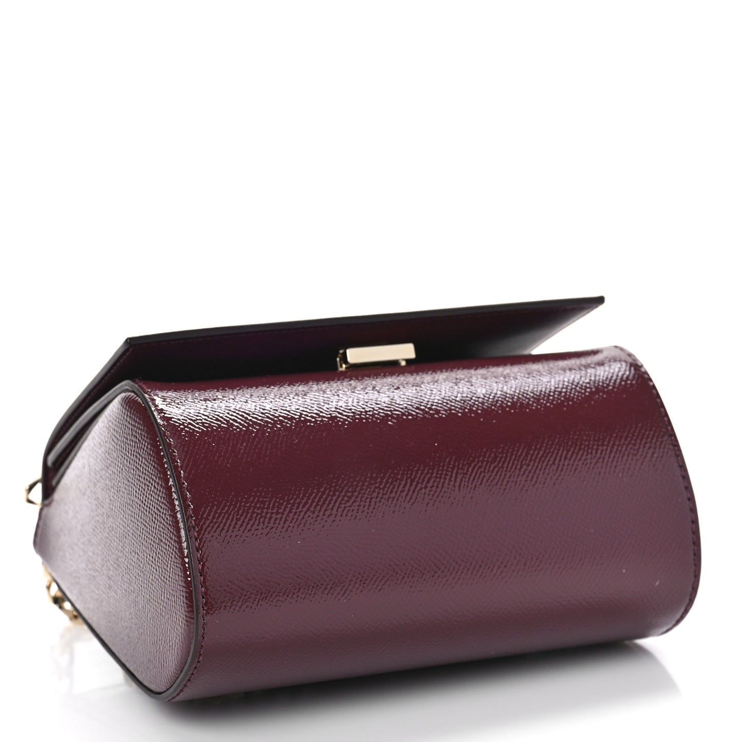 Textured Calfskin Mini Pandora Box Chain Crossbody Bag Oxblood