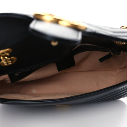 Gucci Calfskin Matelasse Small GG Marmont Shoulder Bag Black 5 of 11