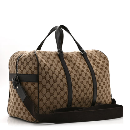 Gucci Monogram Dollar Calfskin Boston Duffle Bag Beige Ebony Testa di Moro Marrone Scuro 3 of 11