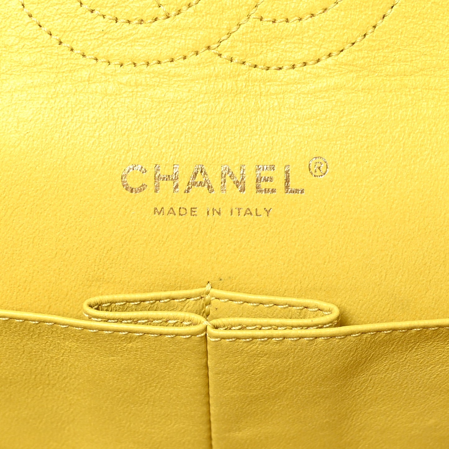 Lambskin Quilted Medium Double Flap Yellow