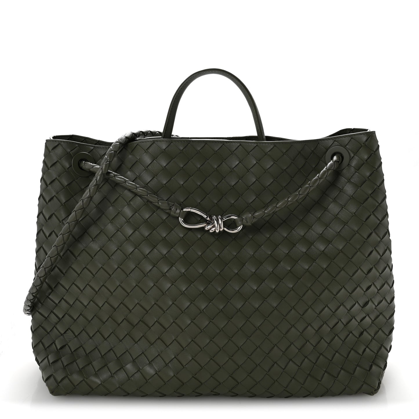 Nappa Intrecciato Large Andiamo Shoulder Bag  Aloe