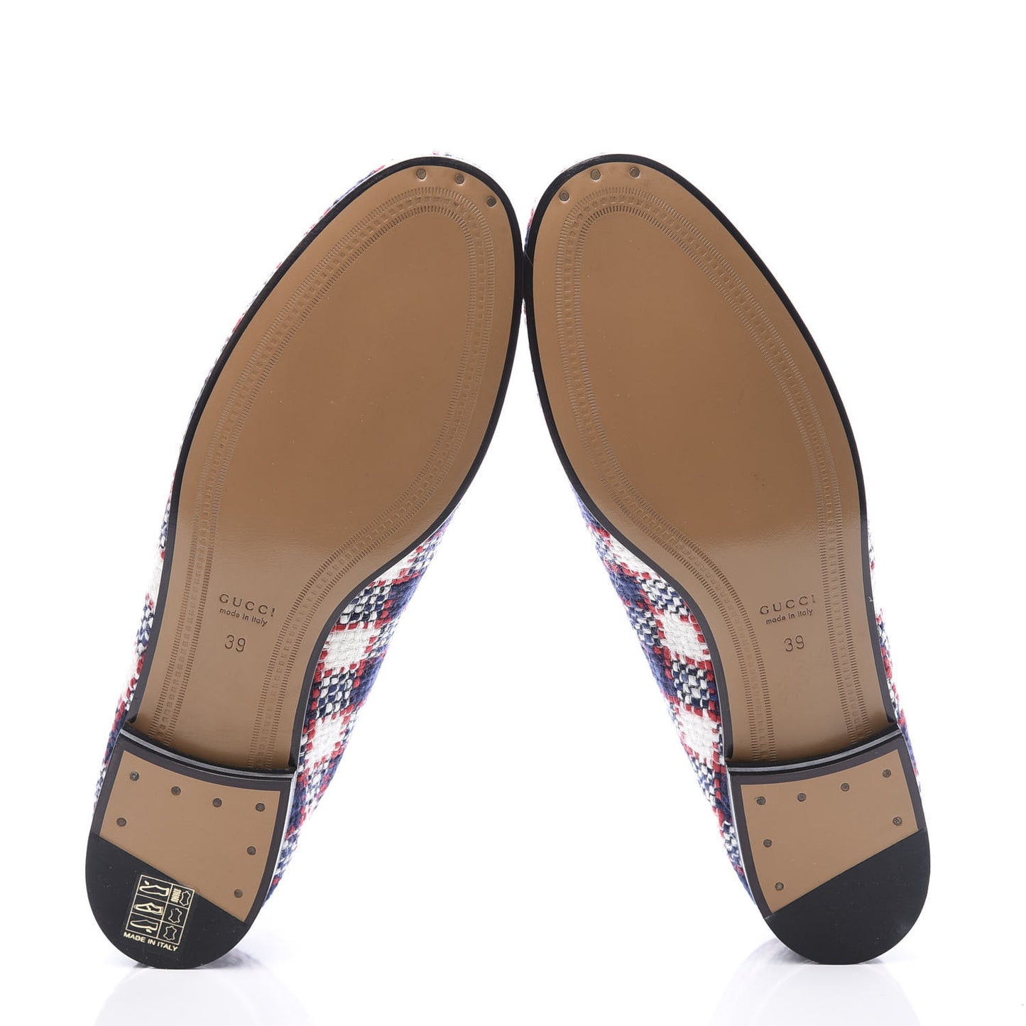 Vintage Tweed Check Horsebit Womens Jordaan Loafers 39 White Hibiscus Red Marine