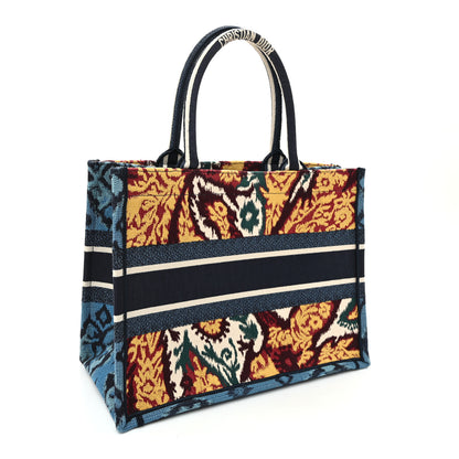 Christian Dior Canvas Embroidered Paisley Medium Book Tote Blue Multicolor 3 of 12