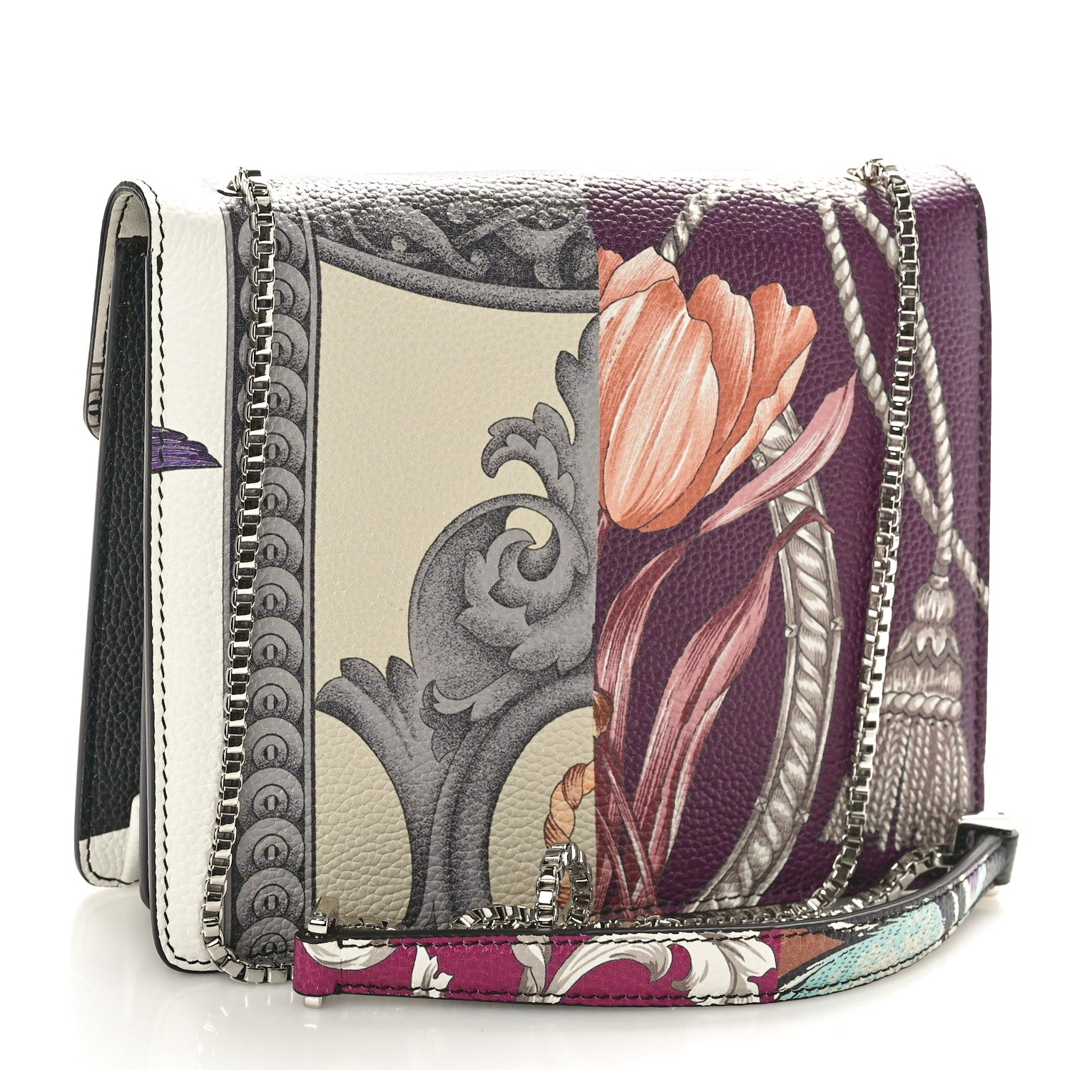 Salvatore Ferragamo Calfskin Elisabetta Piccolo Print Thalia Crossbody Bag Black Burgundy Multicolor 3 of 9