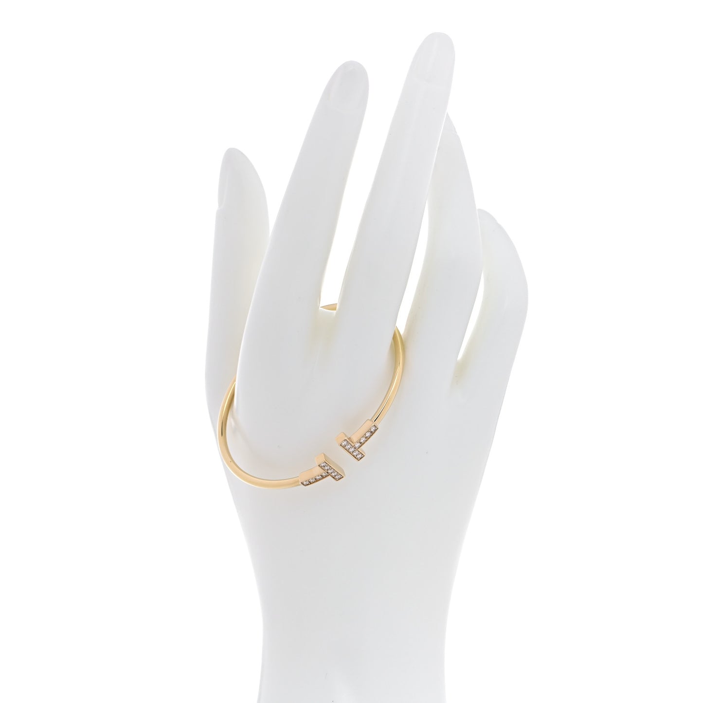 18K Yellow Gold Diamond T Wire Bracelet