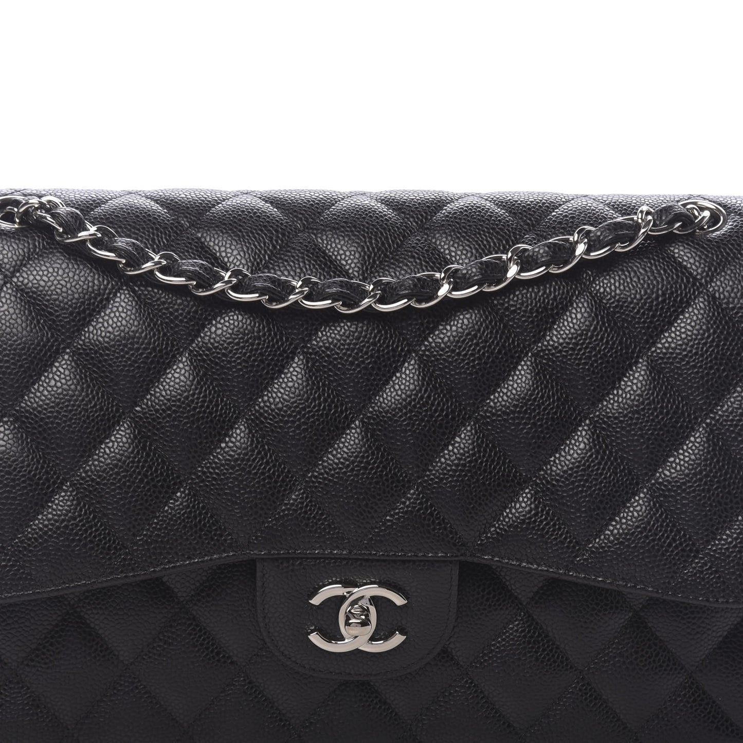 Caviar Quilted Jumbo Double Flap Black