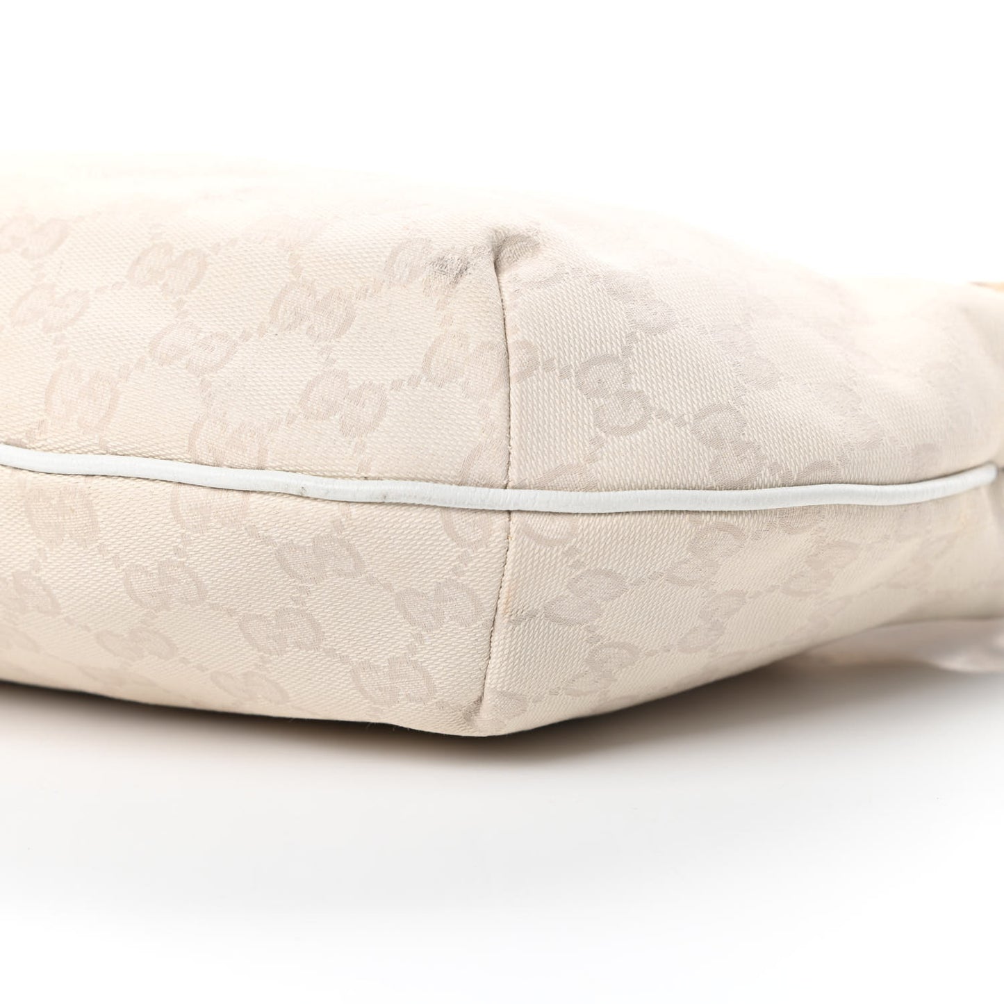 Monogram Web Medium Half Moon Hobo White